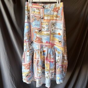 MLLE GABRIELLE Postcard High Low Skirt Mallorca Vaca Resort Trip Travel SMALL